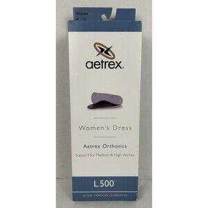Aetrex Foot Orthotic Insoles L500 Women's Size 6 Leather Arch Support New